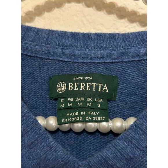Beretta Wool Sweater Mens Size Small Blue Knit Pullover Jumper Made in Italy - Picture 3 of 12
